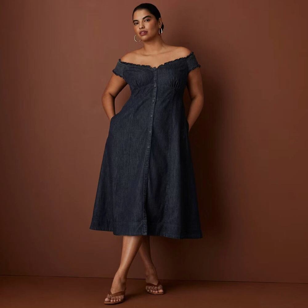 Rosie Assoulin denim button-down Midi dress NWT size XS